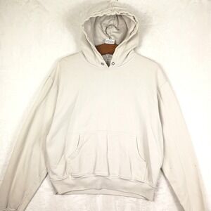 Good American Hoodie Women Size 3 Cream Beige Cotton Pullover Heavy Basic